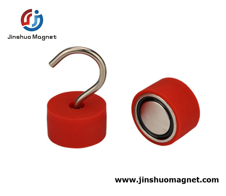 Red Silicone Rubber Coated Hook Magnet Magnetic Hook Clamping Magnets For Sale
